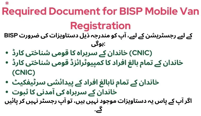 required document for Bisp mobile vehicle registraion
