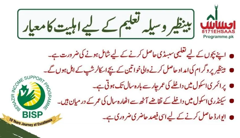 Eligibilty criteria for waseela e taleem registration 