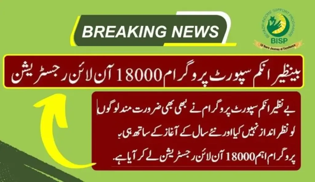 Benazir 18000 Online registration