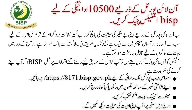 Check BISP Status for 10500 Payment through the Online Portal