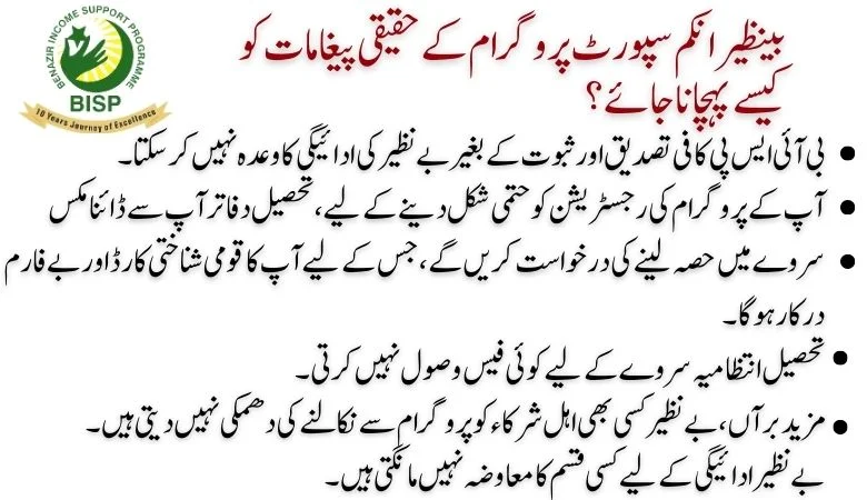 recognize the real Messages from the Benazir Income Support Program