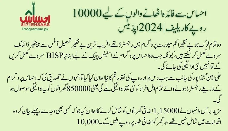 Relief of 10000Rs for Ehaas Beneficiaries 2024 Updates
