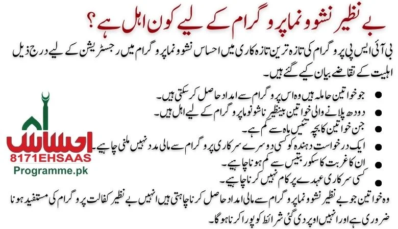 eligibilty for benazir nashonuma program