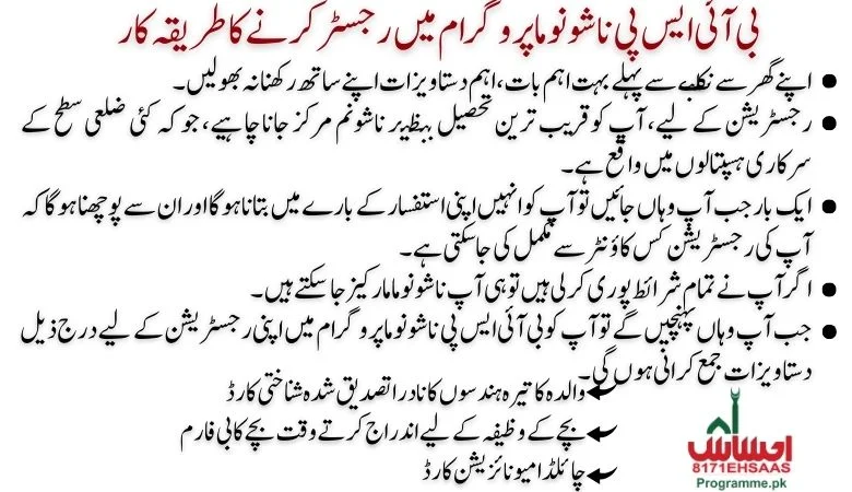 registration process for Benazir Nashonuma Program