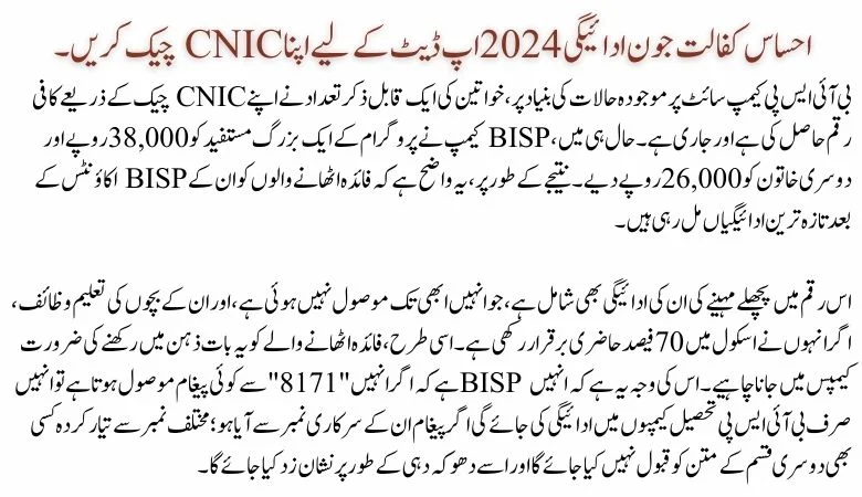 احساس کفالت جون ادائیگی 2024 اپ ڈیٹ کے لیے اپنا CNIC چیک کریں۔
