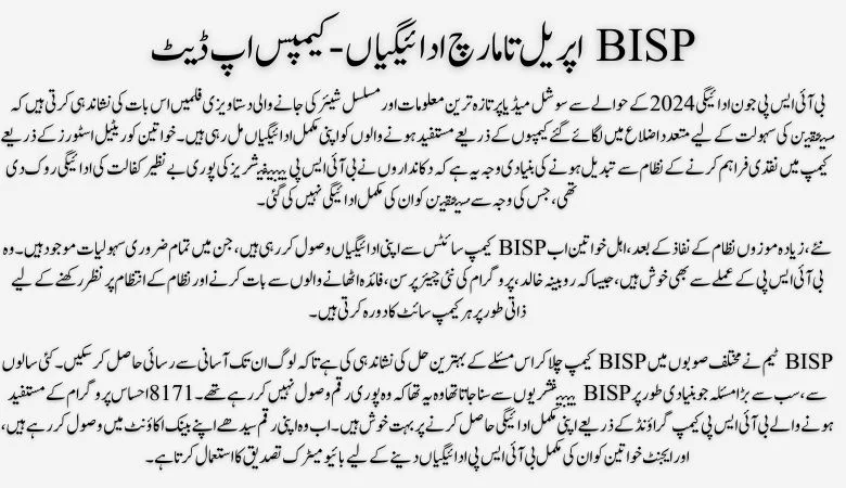 Get Your Full Payment Now - No Deduction through BISP Camps