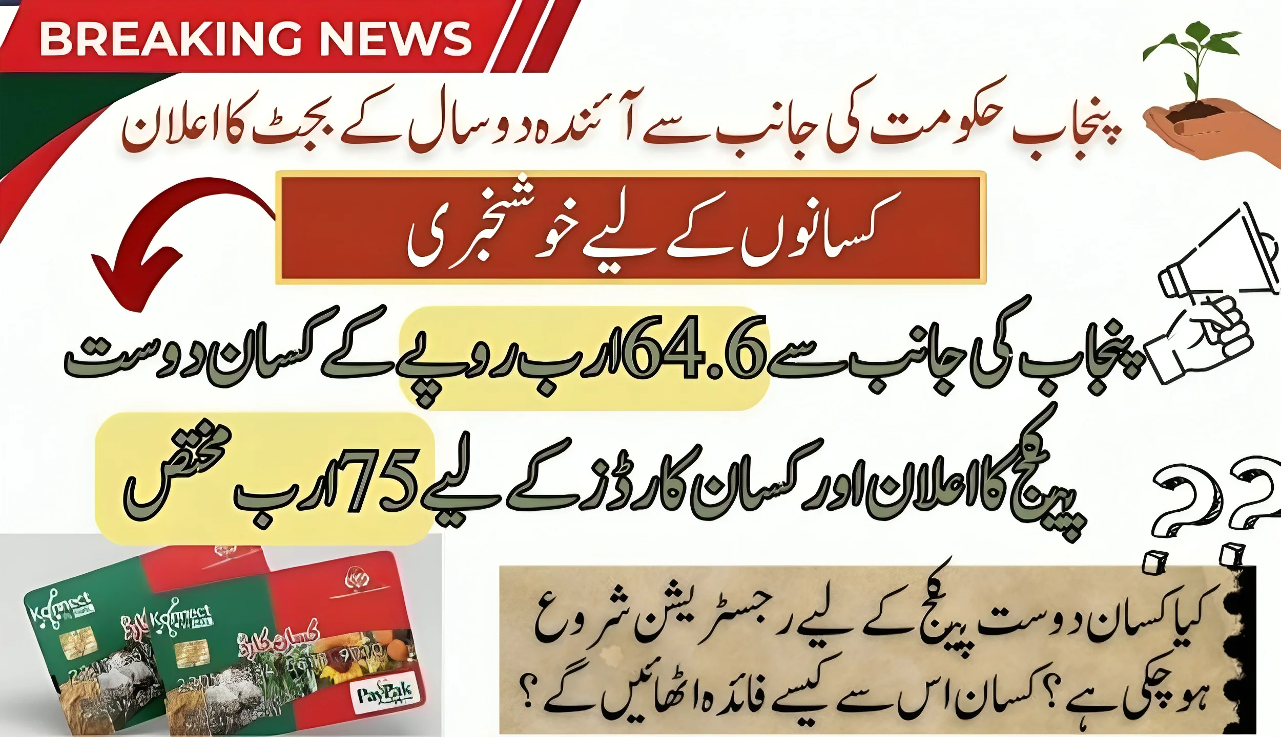 Rs64.6bn Kisan Dost Package Announced by Punjab & 75 Billion Allocated for Kisan Cards