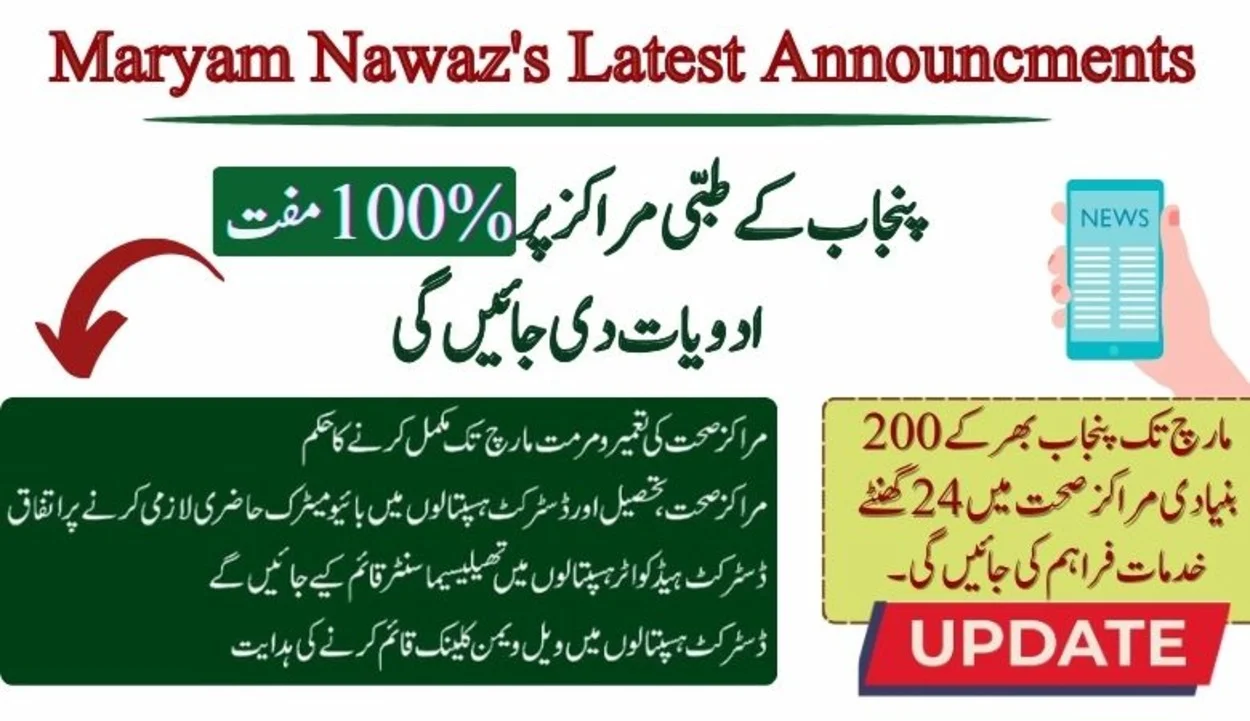 Maryam Nawaz Announces 100% Free Medicines For Citizens