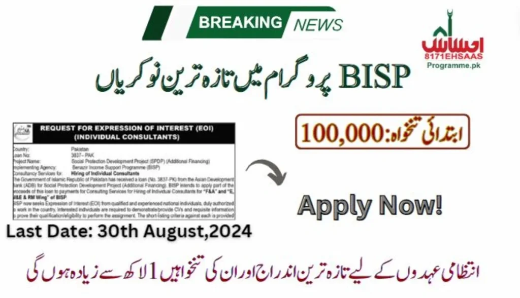 BISP Islamabad Jobs 2024: Management Vacancies with Salaries Over 100,000+
