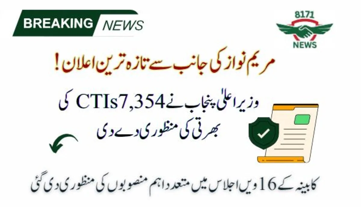 CM Punjab Approves Hiring of 7,354 CTIs – Uniform Housing Scheme Update