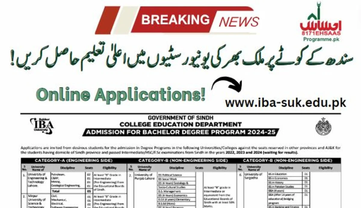 Special Quota by SED for Sindh Students to Study Nationwide - Apply Online!