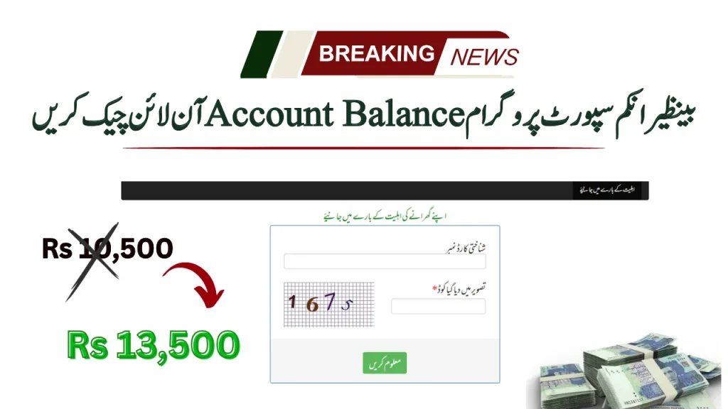 بینظیر انکم سپورٹ پروگرام اکاؤنٹ بیلنس آن لائن چیک کریں