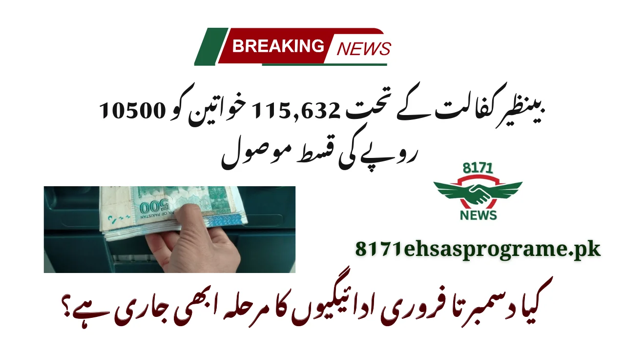 115,632 Women Receives Rs 10500 Tranche Under Benazir Kafalat: Update
