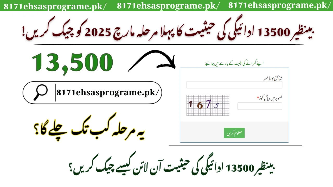 بینظیر 13500 ادائیگی کی حیثیت کا پہلا مرحلہ مارچ 2025 کو چیک کریں۔