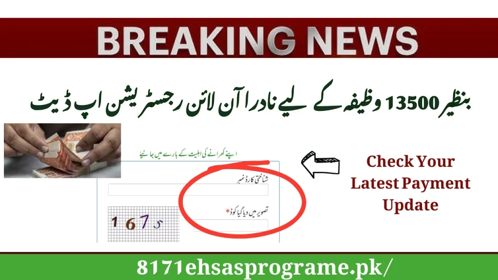 بنظیر 13500 وظیفہ کے لیے نادرا آن لائن رجسٹریشن اپ ڈیٹ