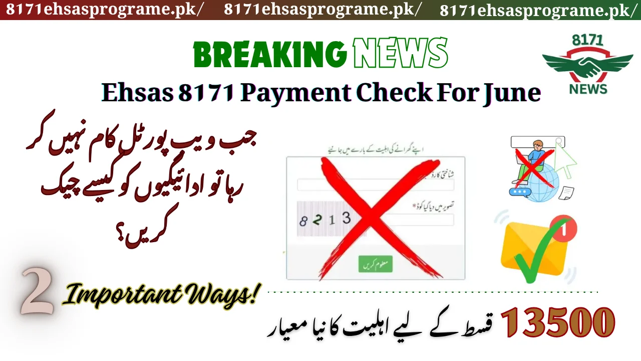 Ehsas 8171 Payment Check For June Via SMS Or Registered Agents